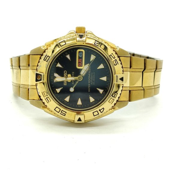 Seiko Watch 7S36-00Y0 5 sports 39mm Men's Black X Gold 1308300 - Picture 2 of 9